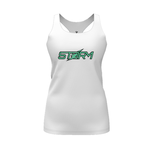 [CUS-DFW-RCBK-PER-WHT-FYS-LOGO1] Racerback Tank Top (Female Youth S, White, Logo 1)