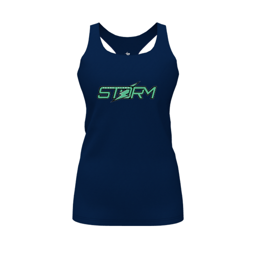 [FT0TRBNV-FYS-LOGO1] Decker Racerback Tank Top (Female Youth S, Navy, Logo 1)