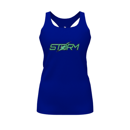 [CUS-DFW-RCBK-PER-RYL-FYS-LOGO1] Racerback Tank Top (Female Youth S, Royal, Logo 1)