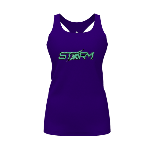 [CUS-DFW-RCBK-PER-PUR-FYS-LOGO1] Racerback Tank Top (Female Youth S, Purple, Logo 1)