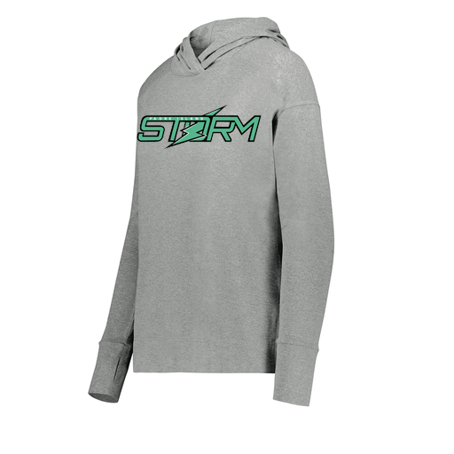 [222798-SIL-FAXS-LOGO1] Ladies Ventura Thin Knit Hoodie (Female Adult XS, Silver, Logo 1)