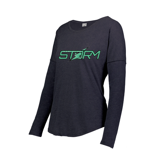 [FTLCUBNV-FAXS-LOGO1] Decker Women's Tri-Blend T-Shirt - Long Sleeve (Female Adult XS, Navy, Logo 1)